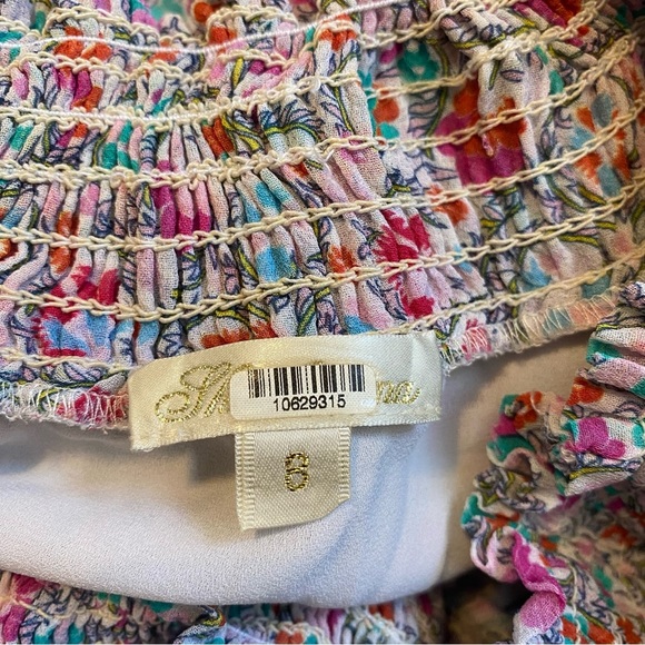 Shoshanna Smocked Off Shoulder Rita Floral Paisley Print Mini Blouson Dress Sz 8 - Picture 7 of 8